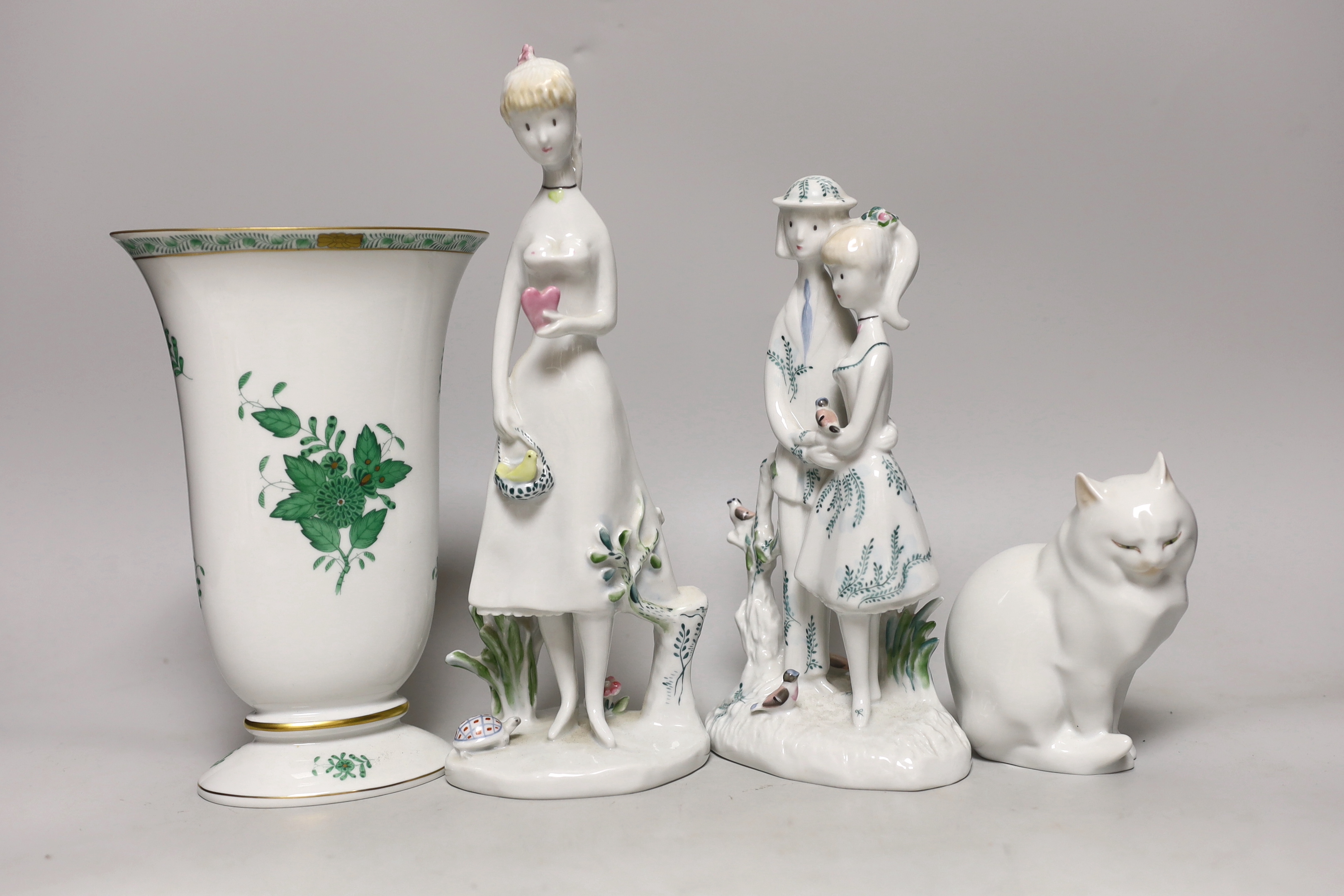 Four pieces of Herend and two Rosenthal porcelain figures (6) tallest 27cm